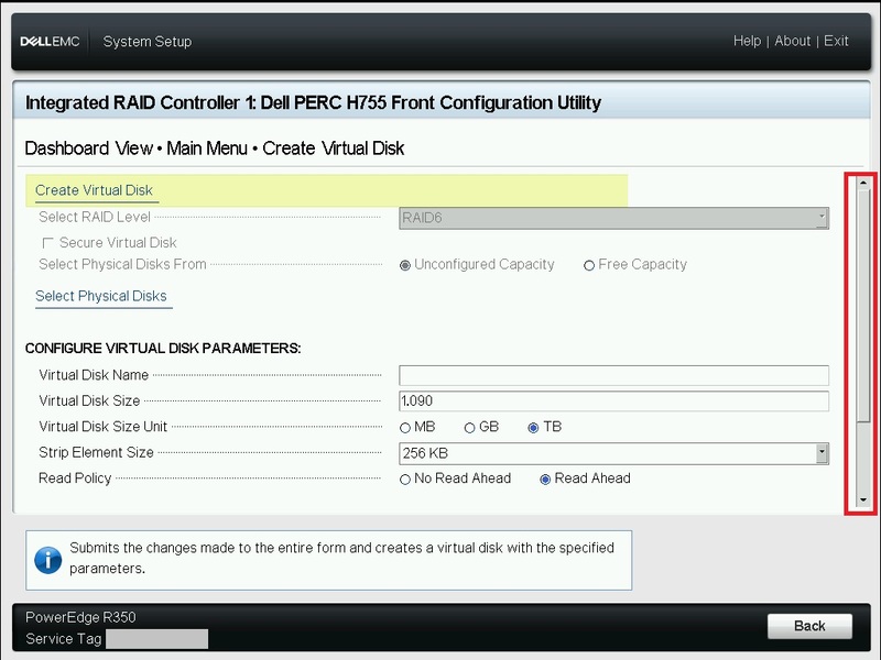 「Create Virtual Disk」画面を下にスライド