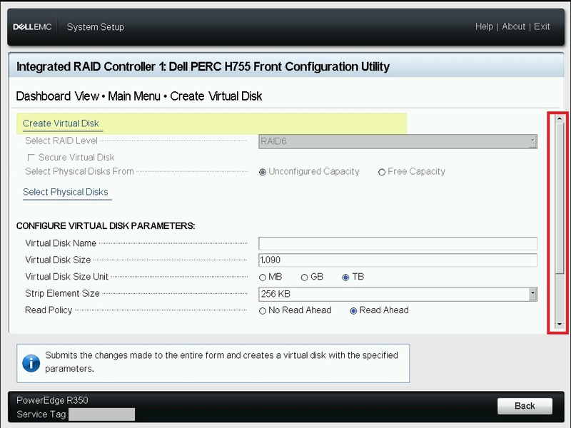 「Create Virtual Disk」画面を下にスライド